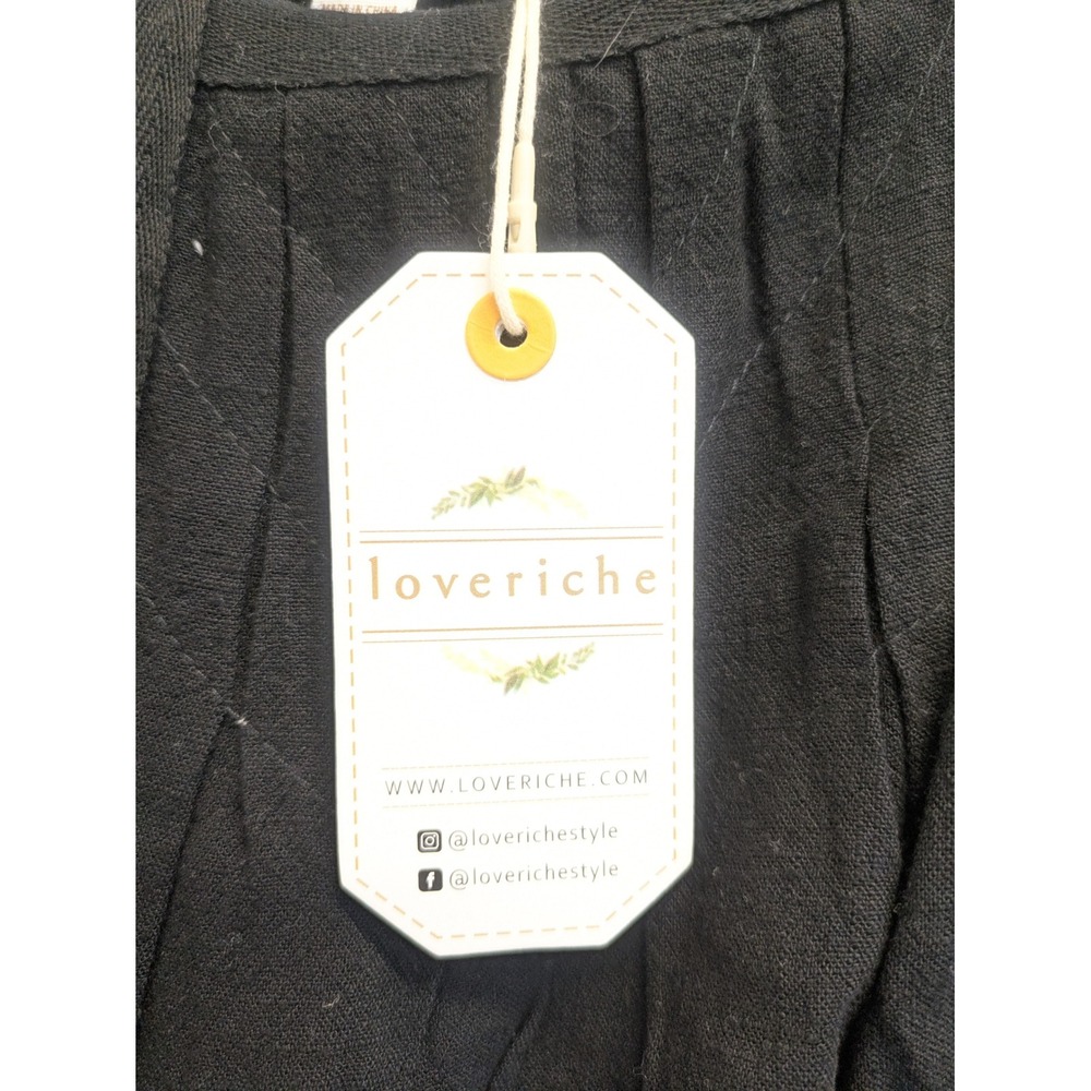 Loveriche Black Pleated Ruffle Shortall Romper Jumpsuit Women's Medium‎ NWT - Picture 5 of 8